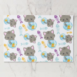 猫のパターン,かわいい猫,子猫,魚 ペーパーパッド