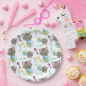 猫のパターン，かわいい猫，子猫，魚 ペーパープレート (パーティー)