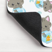 猫のパターン，かわいい猫，子猫，魚 マウスパッド (コーナー)