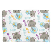 猫のパターン,かわいい猫,子猫,魚 枕カバー (正面)