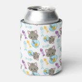 猫のパターン，かわいい猫，子猫，魚 缶クーラー (缶正面)