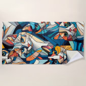 猫のパターン ビーチタオル (正面)