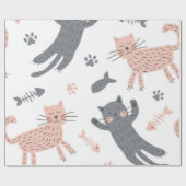 猫のパターン ラッピングペーパー (フラット)