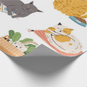 猫のパターン ラッピングペーパー (角)