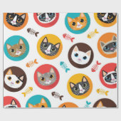 猫のパターン ラッピングペーパー (フラット)