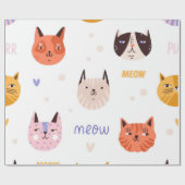 猫のパターン ラッピングペーパー (フラット)
