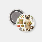 猫のパパが庭に マグネット (正面/裏面)