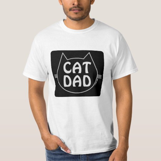 猫のパパのための黒いTシャツ Tシャツ (正面)