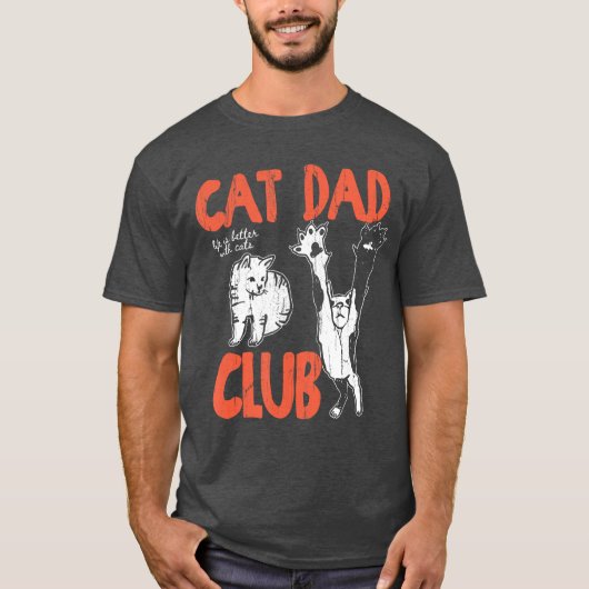 猫のパパクラブ 猫がいると人生はもっと楽しい 猫好きパパのユーモア Tシャツ (正面)