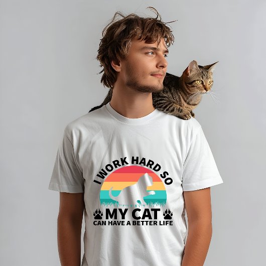 猫のパパシャツ、私は私の猫のための懸命を働く、猫好き トライブレンドＴシャツ