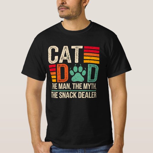 猫のパパ男の神話スナックディーラーTシャツ Tシャツ (正面)