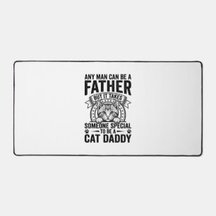 猫のパパ お父さんの引用 ヴィンテージ風彫刻Tシャツ D デスクマット