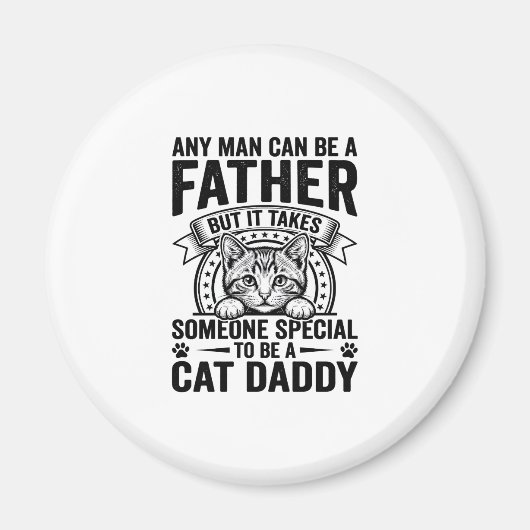 猫のパパ お父さんの引用 ヴィンテージ風彫刻Tシャツ D マグネット (正面)