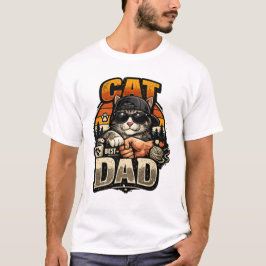 猫のパパ - かっこいい猫のパパのグラフィックデザイン Tシャツ