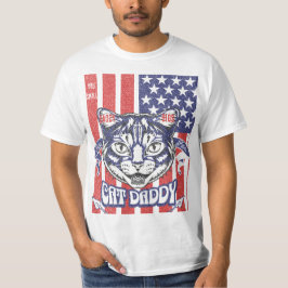 猫のパパ アメリカ国旗 ヴィンテージ ダサかっこいい メンズ Tシャツ