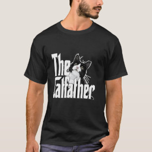 猫のパパ ネコ教父 かわいい 黒白 猫 肥満 Tシャツ