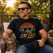 猫のパパ レトロサンセット ヤシの木 父の日 Tシャツ