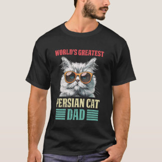 猫のパパ 世界最高のペルシャ猫のパパ 男性用 Tシャツ