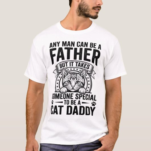 猫のパパ 引用 ヴィンテージ風彫刻Tシャツ D Tシャツ (正面)