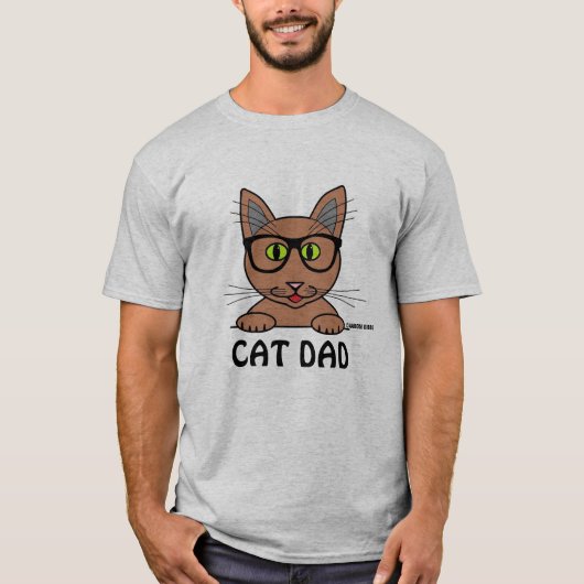 猫のパパ 眼鏡 猫 Tシャツ (正面)