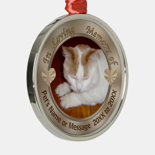 猫のパーソナライズされたオーナメントあなたの写真と文字 メタルオーナメント (右)