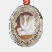 猫のパーソナライズされたオーナメントあなたの写真と文字 メタルオーナメント (左)