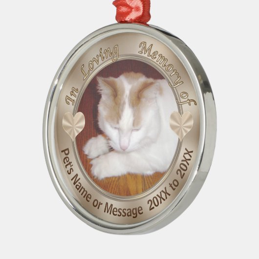 猫のパーソナライズされたオーナメントあなたの写真と文字 メタルオーナメント (左)