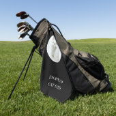 猫のパーソナライズされたパパブラックの写真 ゴルフタオル (グリーン)