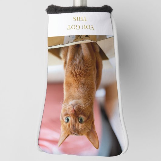 猫のパーソナライズされた写真と文字の追加 ゴルフヘッドカバー (回転90)