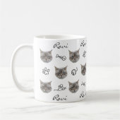 猫のパーソナライズされた顔写真 コーヒーマグカップ (左)