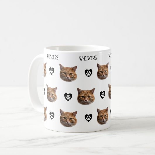 猫のパーソナライズされた顔写真 コーヒーマグカップ (正面左)