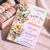 猫のパーティーお誕生日ガール 10歳の誕生日 招待状
