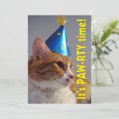 猫のパーティータイム - 誕生日招待状 招待状 (スタンド正面)