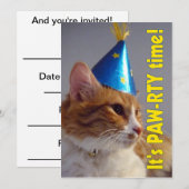 猫のパーティータイム - 誕生日招待状 招待状 (正面/裏面)