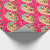 猫のビクトリア時代の人とのロマンチックで小さいヴィンテージの天使 ラッピングペーパー (コーナー)