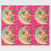 猫のビクトリア時代の人とのロマンチックなヴィンテージの天使 ラッピングペーパー (フラット)