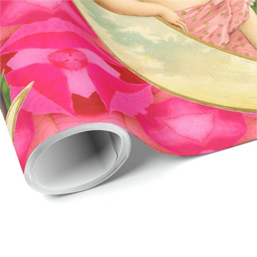 猫のビクトリア時代の人とのロマンチックなヴィンテージの天使 ラッピングペーパー (ロールコーナー)