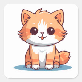 猫のビニールステッカー | ラップトップ用デコール スクエアシール