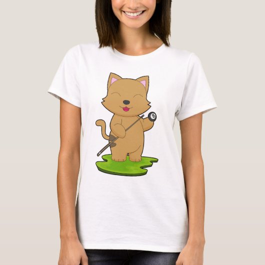 猫のビリヤード キュー スポーツ Tシャツ (正面)