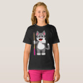 猫のビリヤード キュー Tシャツ (正面フル)
