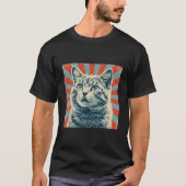 猫のビンテージ風ダストレス ポスター Tシャツ (正面)