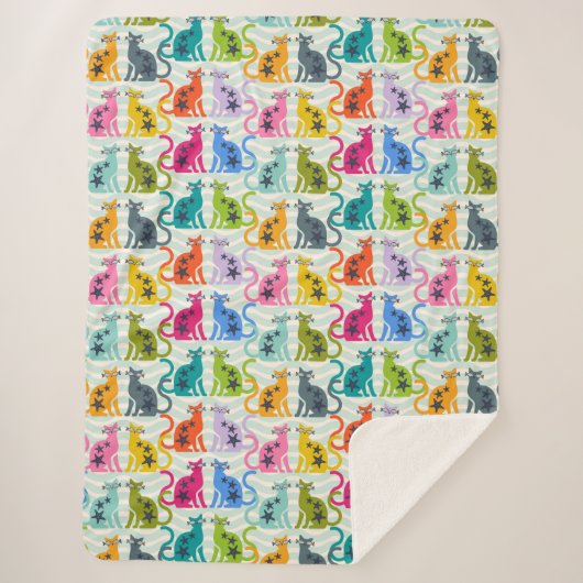 猫のビーチ シェルパブランケット (正面)