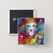 猫のピアス/ベネチアン仮面 缶バッジ (正面&裏面)