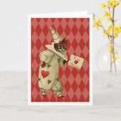 猫のピエロのグリーティングカード カード (黄色い花)