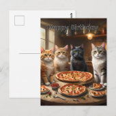 猫のピザナイト 誕生日ポストカード ポストカード (正面/裏面)