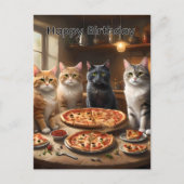 猫のピザナイト 誕生日ポストカード ポストカード (正面)