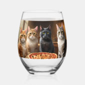 猫のピザパーティーの夜, ステムなしワイングラス (正面)