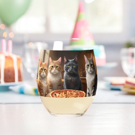 猫のピザパーティーの夜, ステムなしワイングラス (インサイチュ (バースデー))