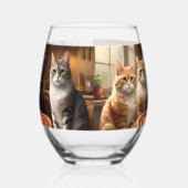 猫のピザパーティーの夜, ステムなしワイングラス (左)
