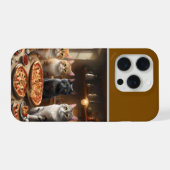 猫のピザパーティーの夜, iPhoneケース (裏面横)